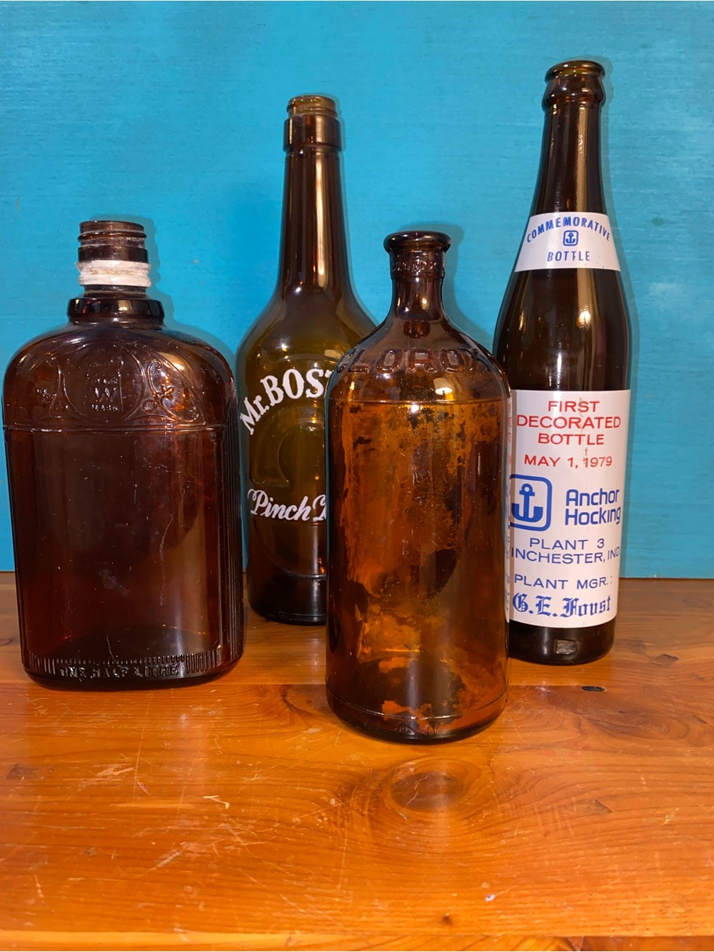 Vintage Amber Glass Bottle Lot